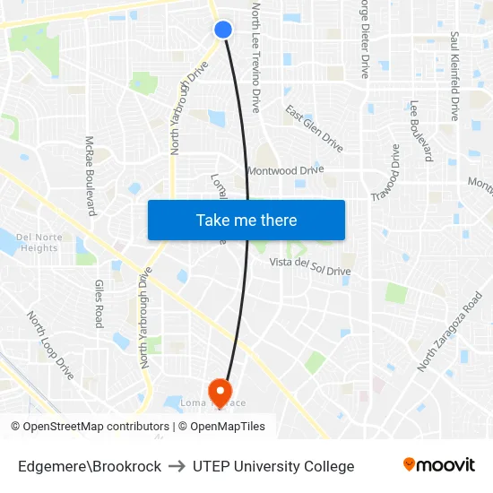 Edgemere\Brookrock to UTEP University College map