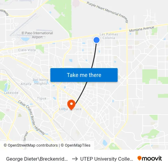 George Dieter\Breckenridge to UTEP University College map