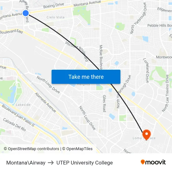Montana\Airway to UTEP University College map