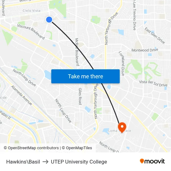 Hawkins\Basil to UTEP University College map