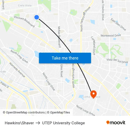 Hawkins\Shaver to UTEP University College map