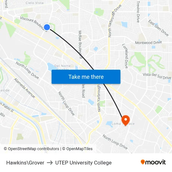 Hawkins\Grover to UTEP University College map