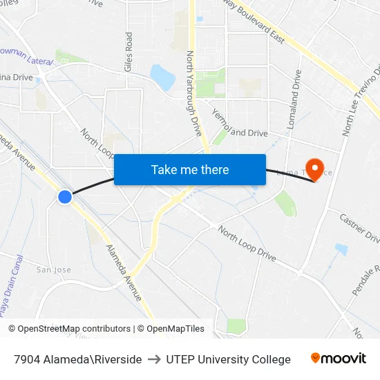 7904 Alameda\Riverside to UTEP University College map