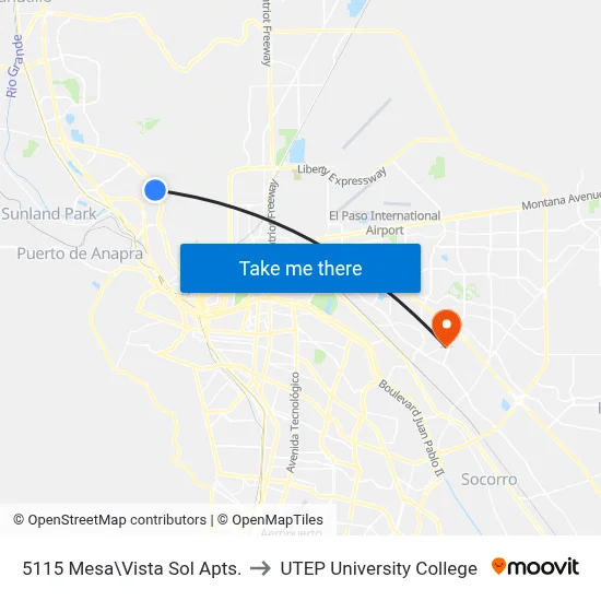 5115 Mesa\Vista Sol Apts. to UTEP University College map