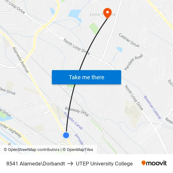 8541 Alameda\Dorbandt to UTEP University College map