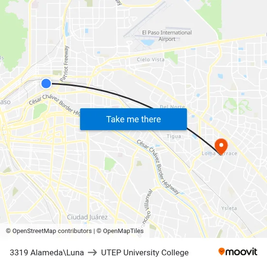 3319 Alameda\Luna to UTEP University College map