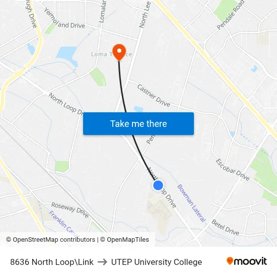8636 North Loop\Link to UTEP University College map