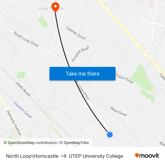 North Loop\Horncastle to UTEP University College map