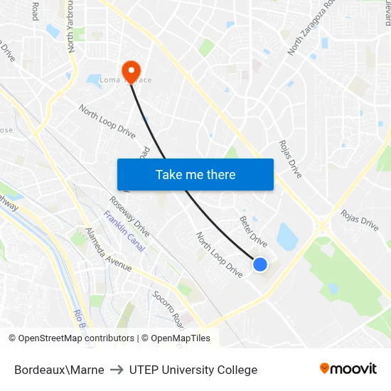 Bordeaux\Marne to UTEP University College map
