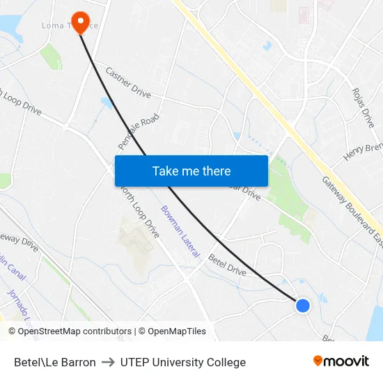 Betel\Le Barron to UTEP University College map