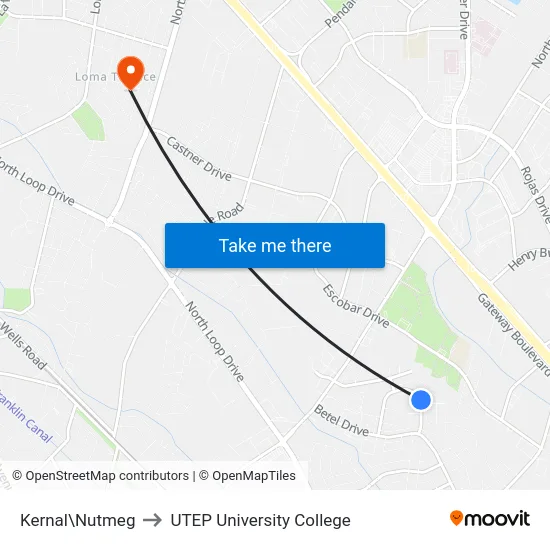 Kernal\Nutmeg to UTEP University College map