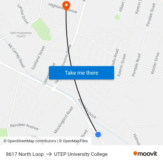 8617 North Loop to UTEP University College map