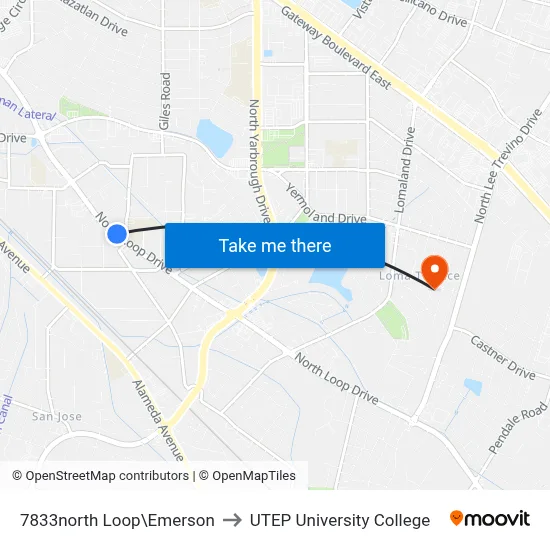 7833north Loop\Emerson to UTEP University College map