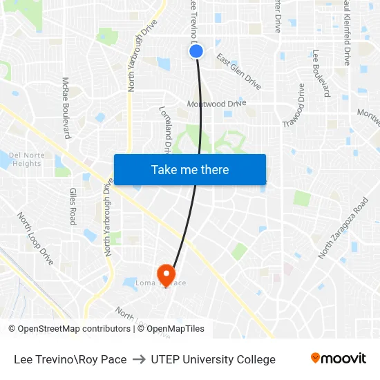 Lee Trevino\Roy Pace to UTEP University College map