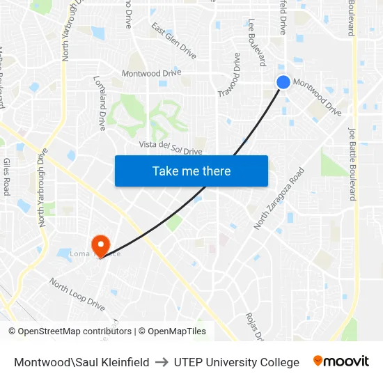 Montwood\Saul Kleinfield to UTEP University College map