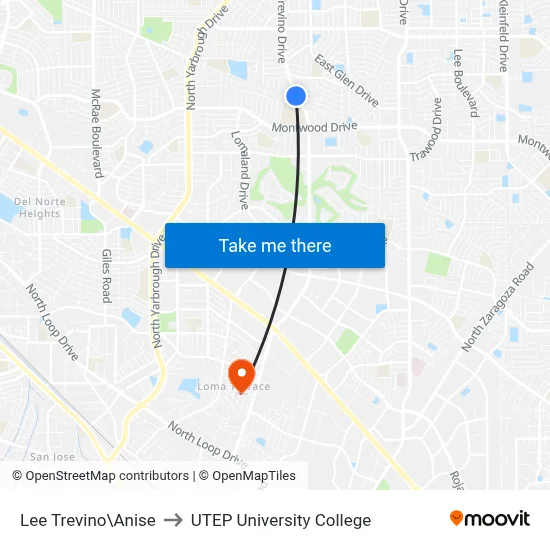 Lee Trevino\Anise to UTEP University College map