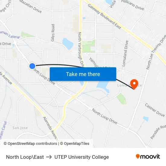 North Loop\East to UTEP University College map