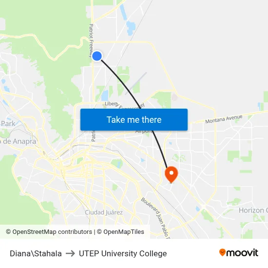 Diana\Stahala to UTEP University College map