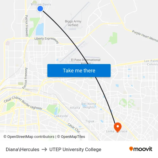 Diana\Hercules to UTEP University College map