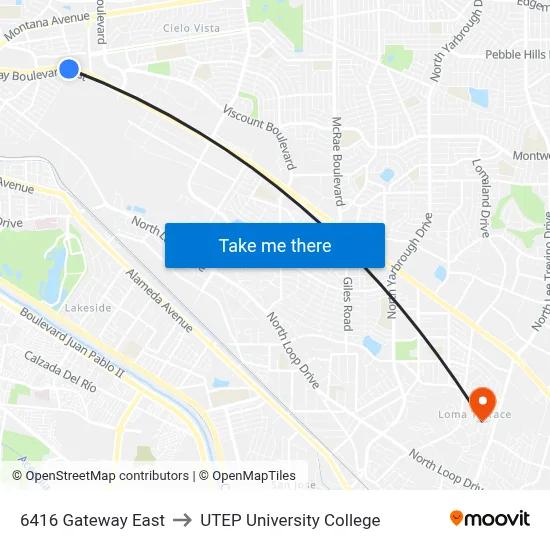 6416 Gateway East to UTEP University College map
