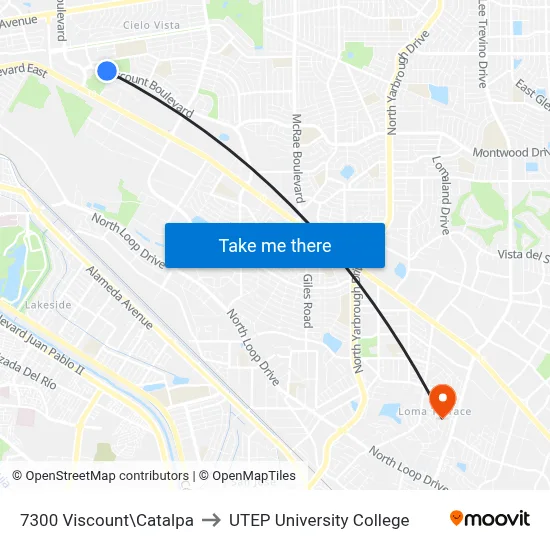 7300 Viscount\Catalpa to UTEP University College map
