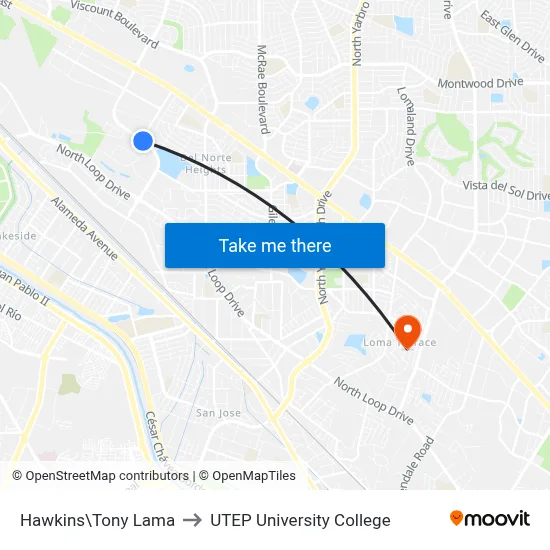 Hawkins\Tony Lama to UTEP University College map
