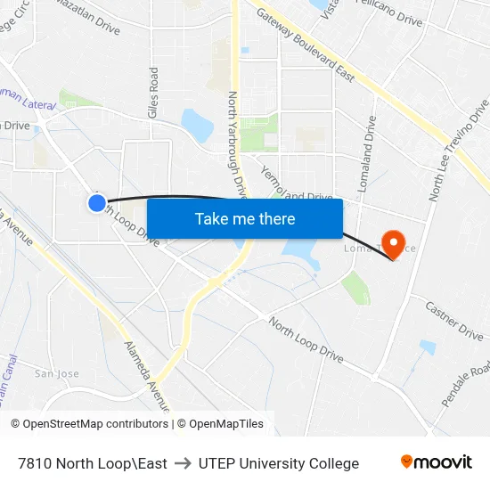 7810 North Loop\East to UTEP University College map