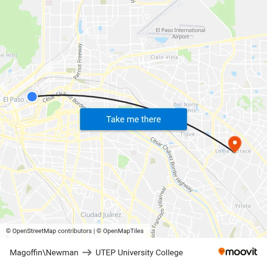 Magoffin\Newman to UTEP University College map