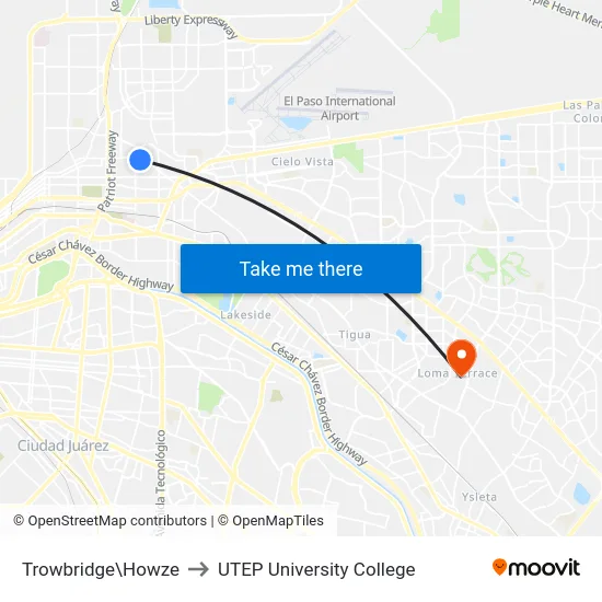 Trowbridge\Howze to UTEP University College map
