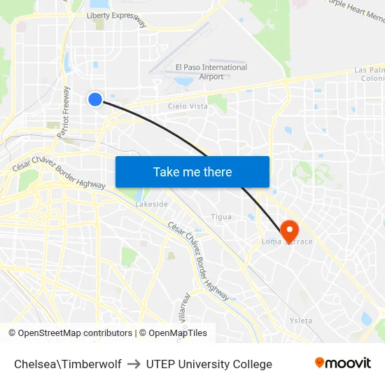 Chelsea\Timberwolf to UTEP University College map
