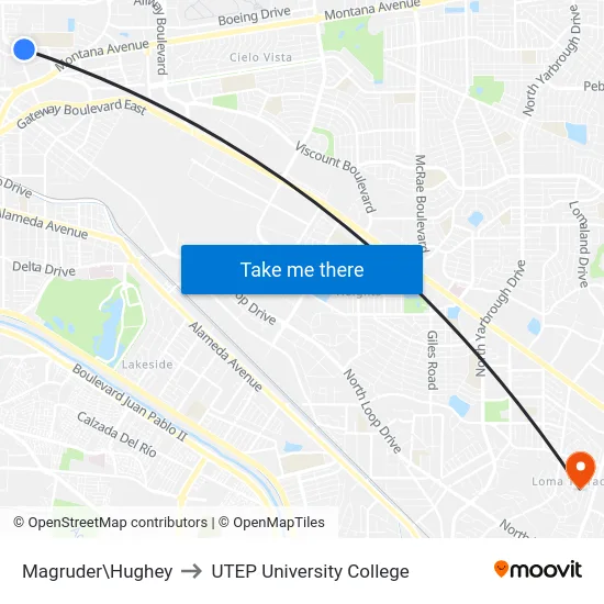 Magruder\Hughey to UTEP University College map