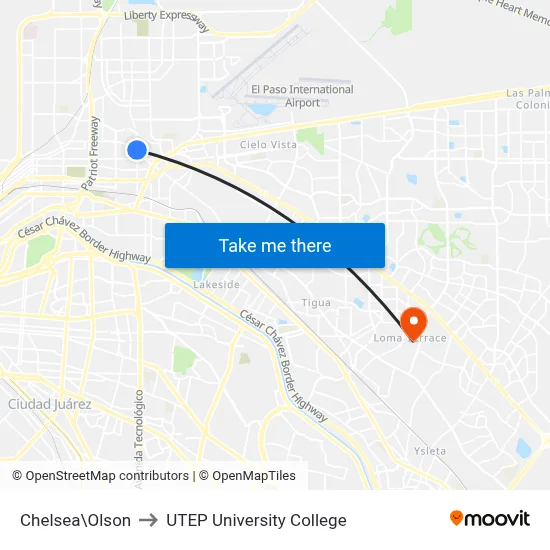 Chelsea\Olson to UTEP University College map