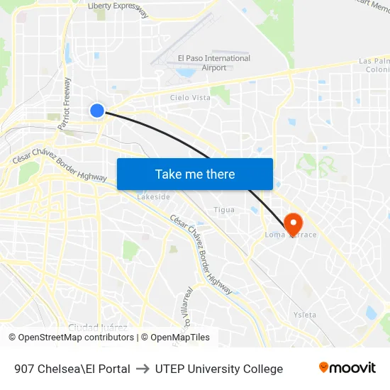 907 Chelsea\El Portal to UTEP University College map