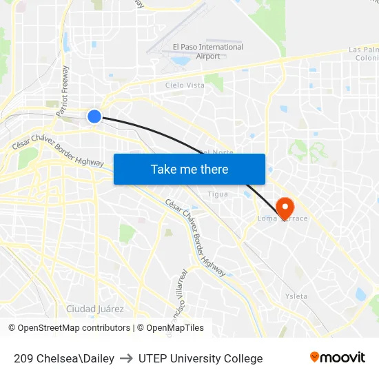 209 Chelsea\Dailey to UTEP University College map