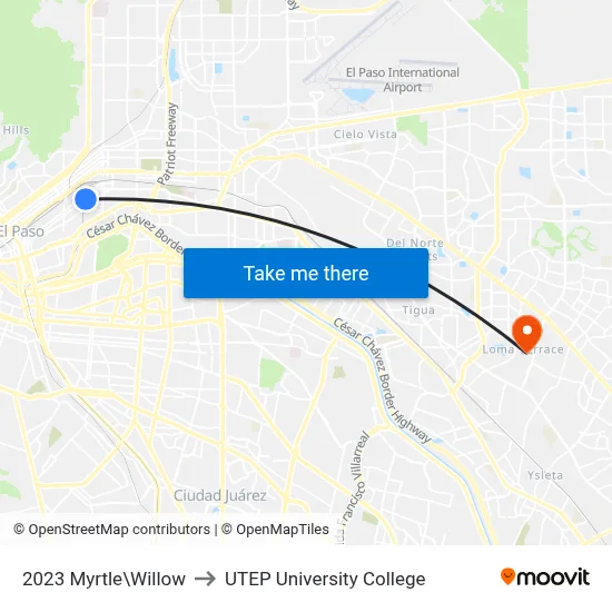 2023 Myrtle\Willow to UTEP University College map