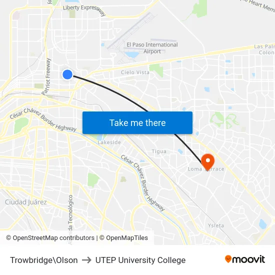 Trowbridge\Olson to UTEP University College map