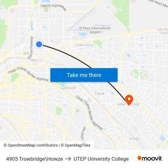 4905 Trowbridge\Howze to UTEP University College map