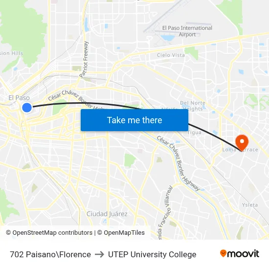 702 Paisano\Florence to UTEP University College map