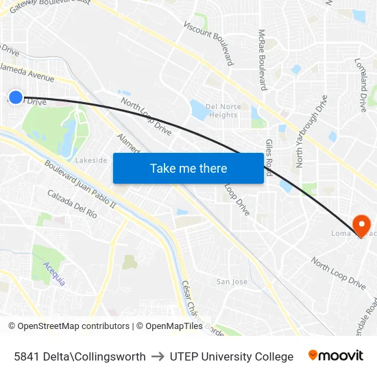 5841 Delta\Collingsworth to UTEP University College map