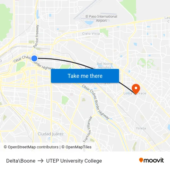Delta\Boone to UTEP University College map