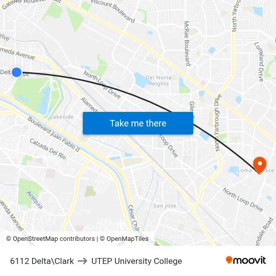6112 Delta\Clark to UTEP University College map
