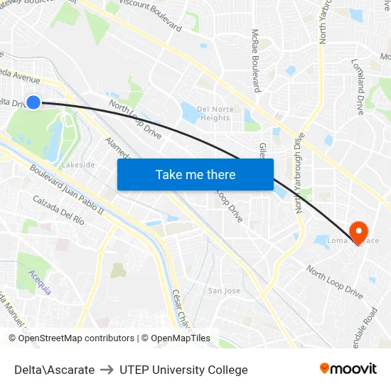 Delta\Ascarate to UTEP University College map