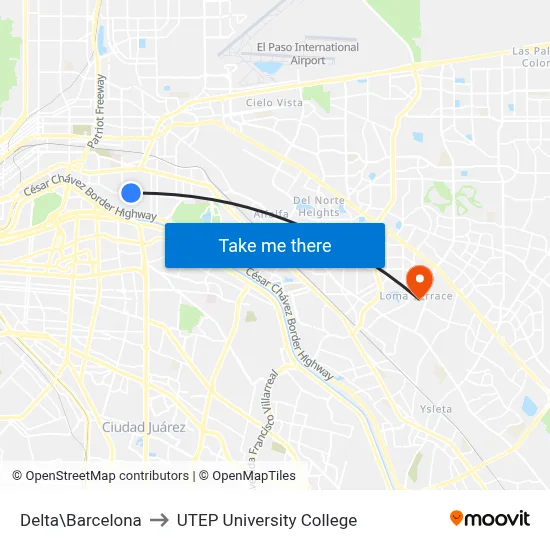 Delta\Barcelona to UTEP University College map
