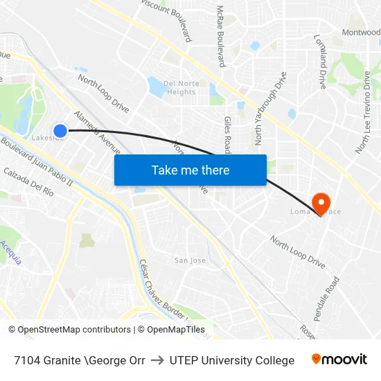 7104 Granite \George Orr to UTEP University College map