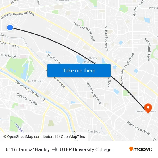 6116 Tampa\Hanley to UTEP University College map