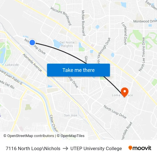 7116 North Loop\Nichols to UTEP University College map