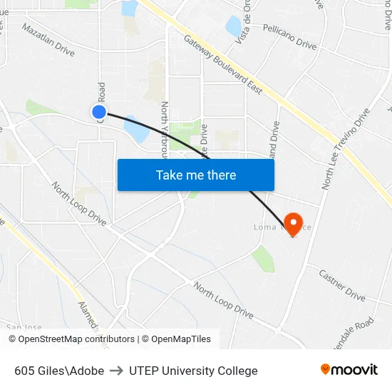 605 Giles\Adobe to UTEP University College map