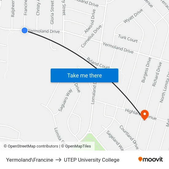 Yermoland\Francine to UTEP University College map