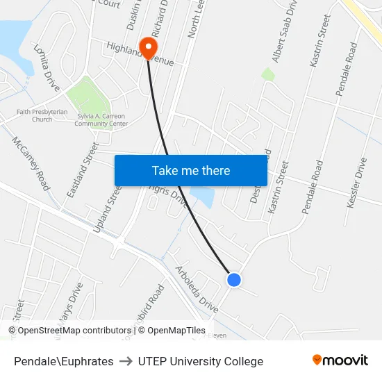 Pendale\Euphrates to UTEP University College map