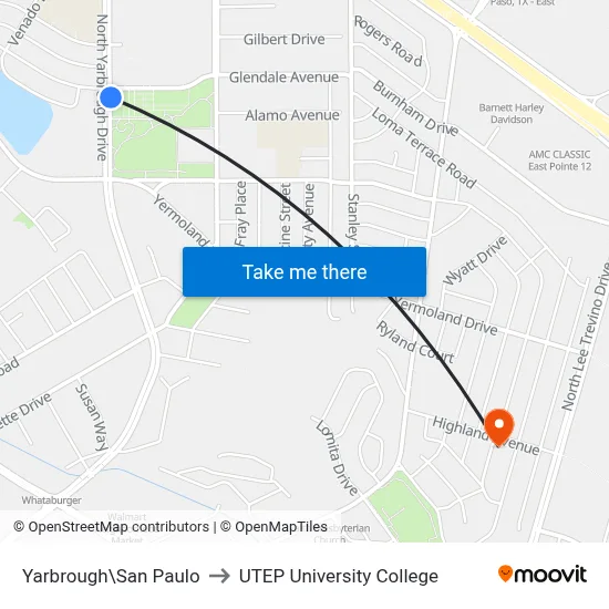 Yarbrough\San Paulo to UTEP University College map